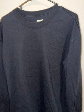 SKIMS Long Sleeve Crewneck Tee Relaxed Fit Men's L Black